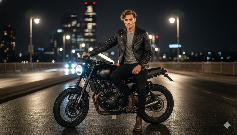 bike lover ai photo prompt for boy midnight