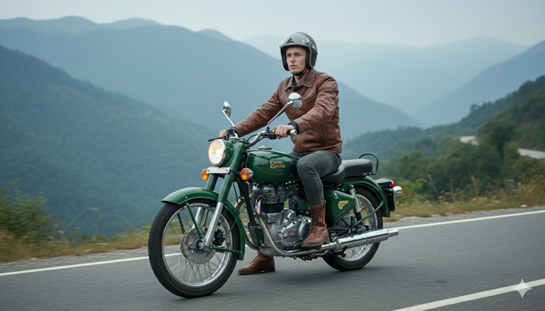 bike lover ai photo prompt for boy mountain