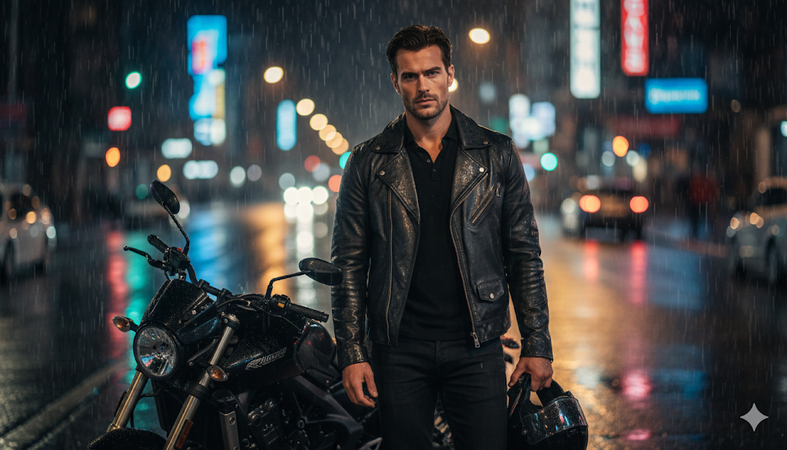 bike lover ai photo prompt for boy rainy