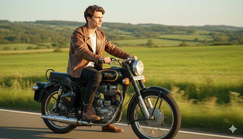 bike lover ai photo prompt for boy rural