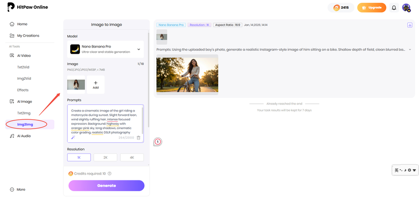 bike lover ai photo prompt for girl hitpaw