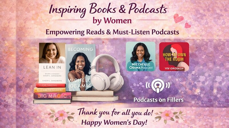 Books Podcasts Womens Day Poster