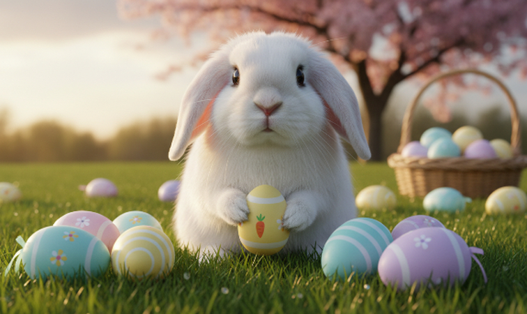 bunny with Easter eggs