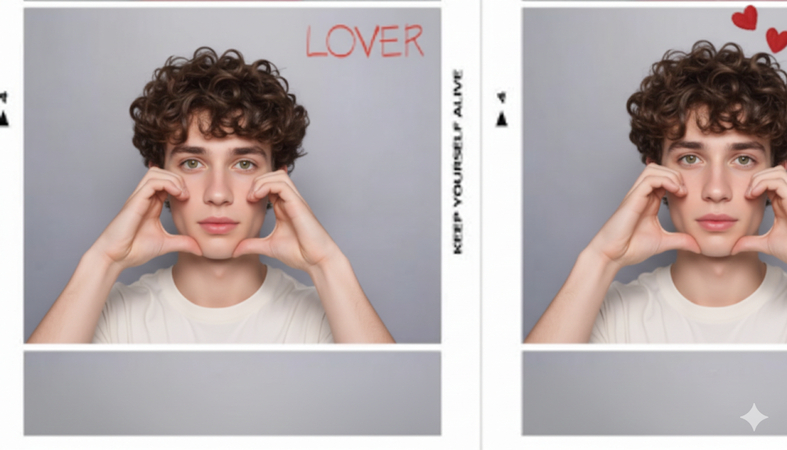 check heart photo booth pose