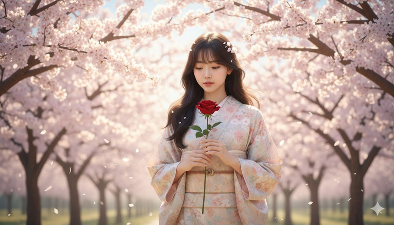 cherry blossom rose ai rose prompt