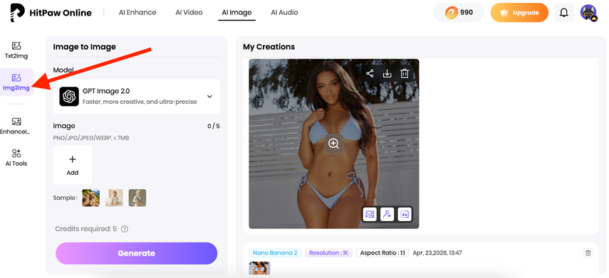 choose img 2 img option