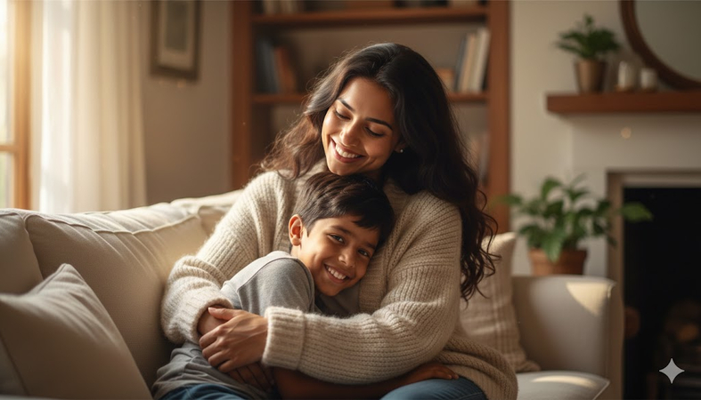 cozy gemini mother and son prompt