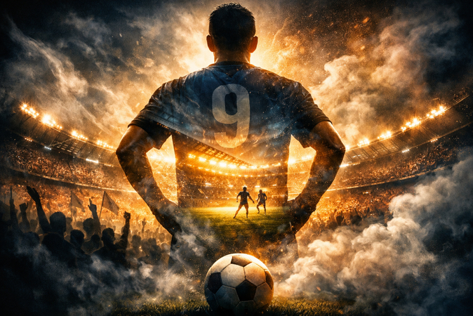 double exposure football art poster