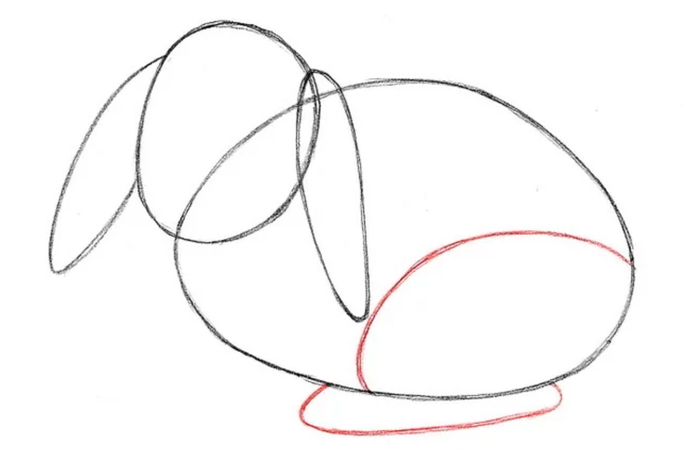 drawing back leg and foot of bunny