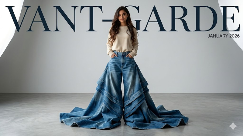 extreme draped denim
