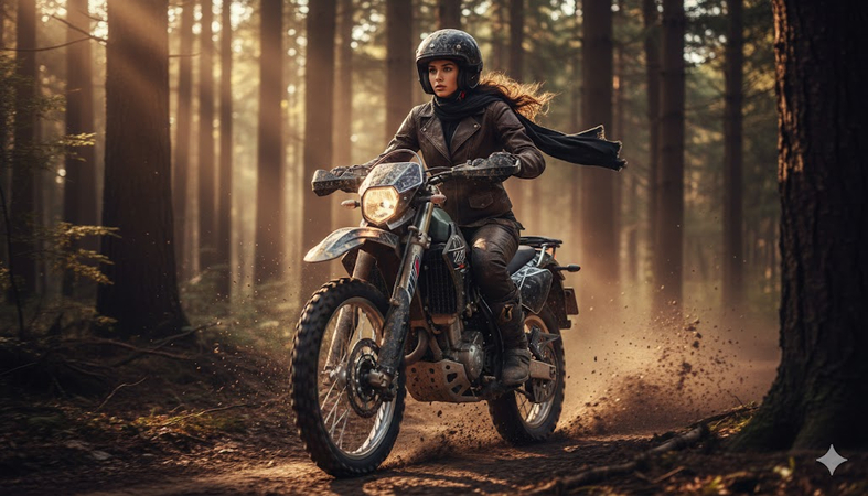 forest bike riding girl