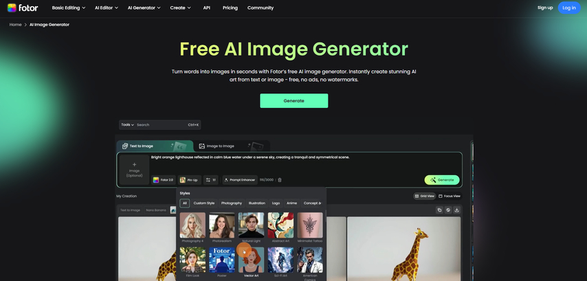 fotor ai image enerator