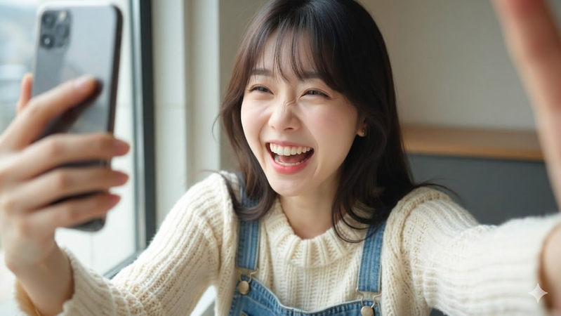 gemini laughing selfie