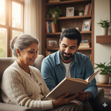 instagram mother and son book reading prompt