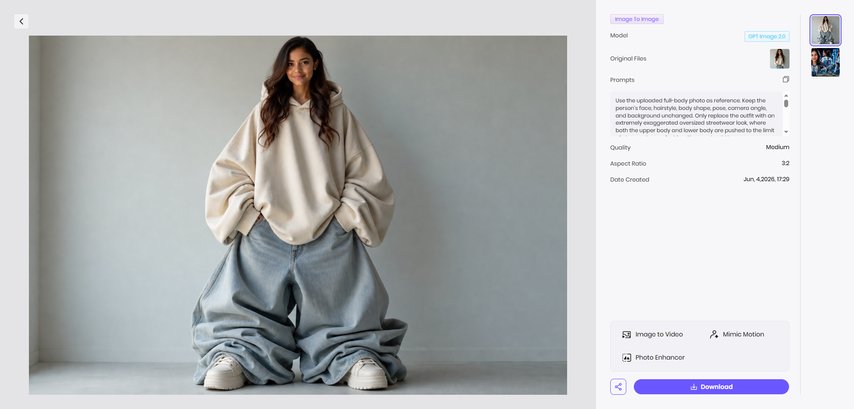 generate and download baggy jeans image