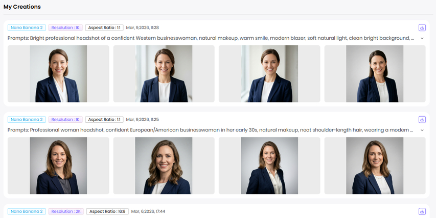 Generate Woman Professional Headshot Images