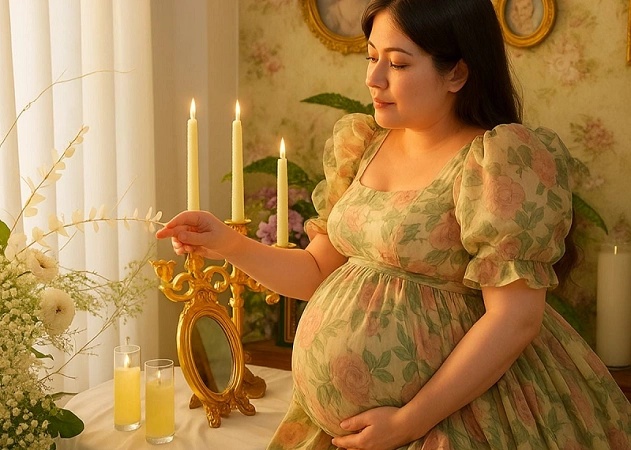 golden hour outdoor maternity ai photo