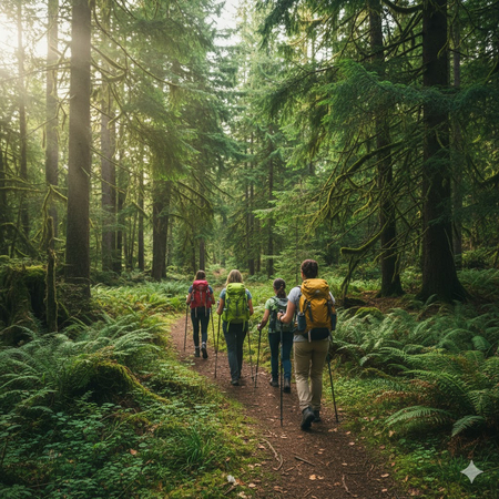 group of friends hiking