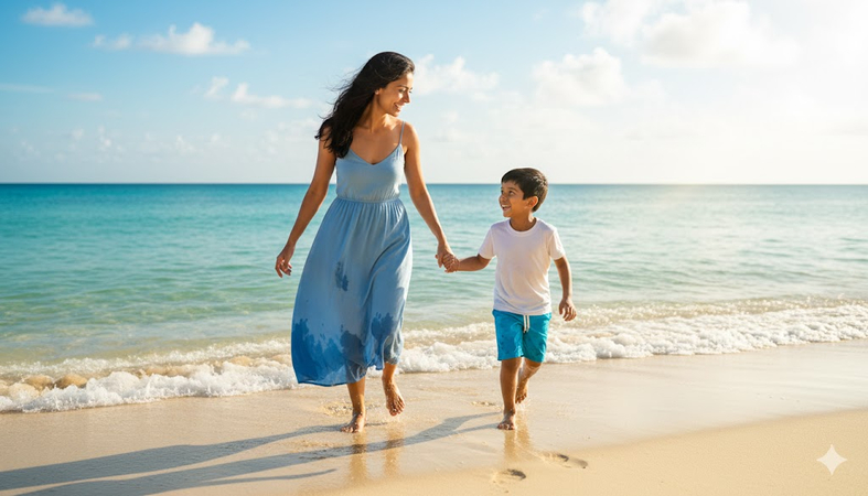 instagram beach mother and son prompt