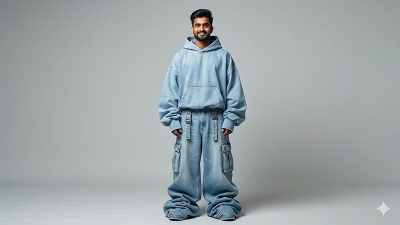 instagram trending baggy jeans photo editing prompt