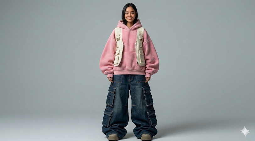 mega cargo denim jeans