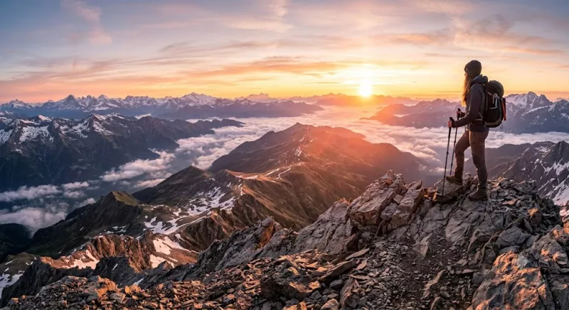 hiker at sunrise
