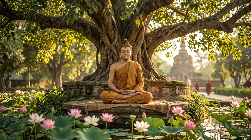 peaceful buddha meditation scene