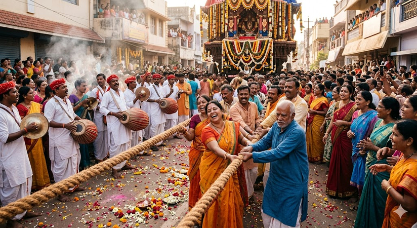 pulling the sacred chariot