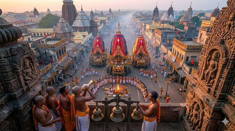 rath yatra at dawn