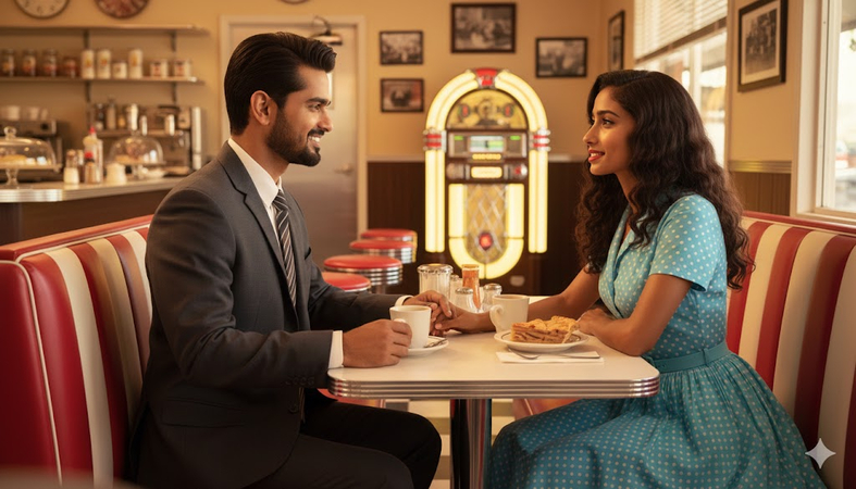 retro style couple photo prompt gemini