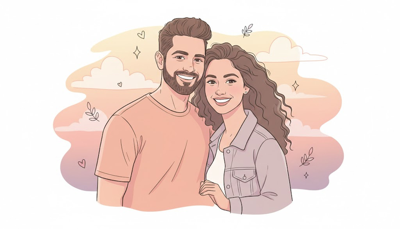 romantic couple doodle prompt