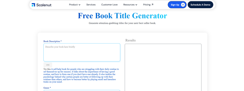 keyword-based book title generator