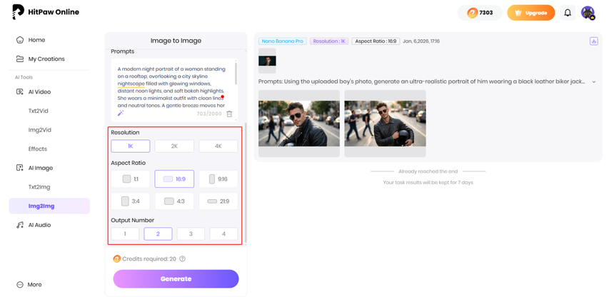 set resolution and generate