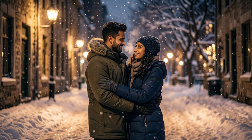 snowfall street love moment