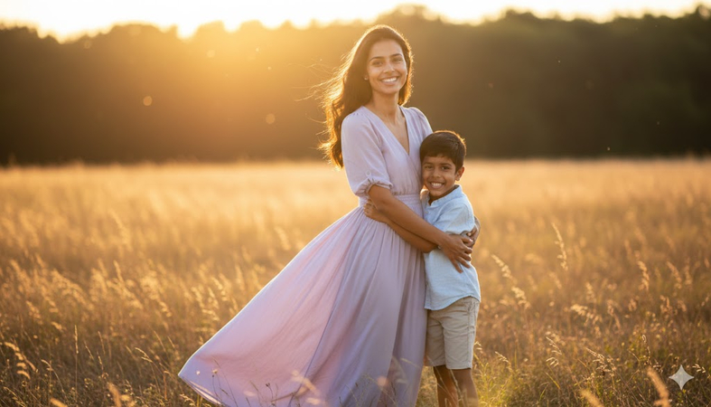 sun kissed mother and son prompt