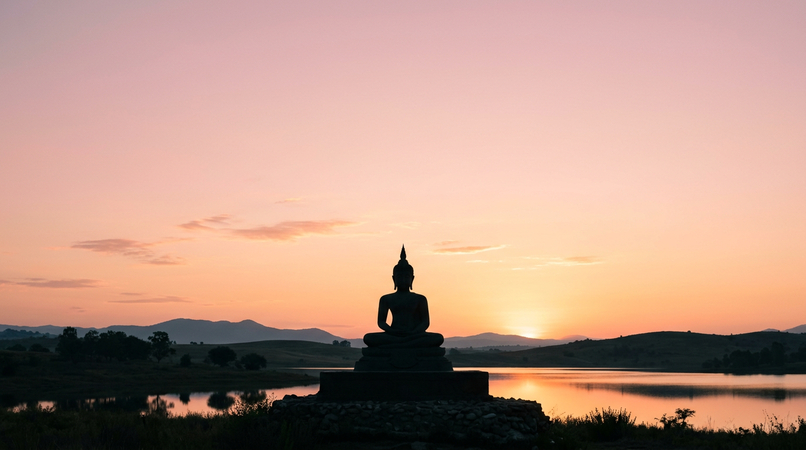 sunrise buddha silhouette