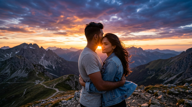 sunset embrace photo