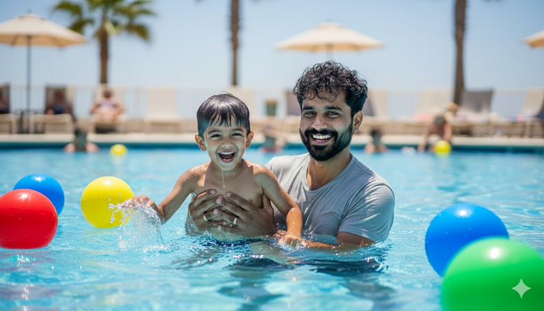 swimming father son prompt