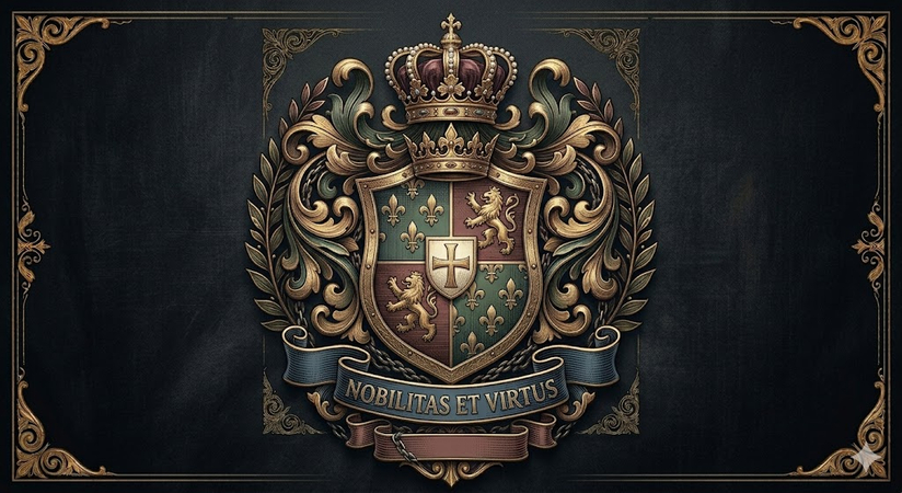 vintage engraved family crest