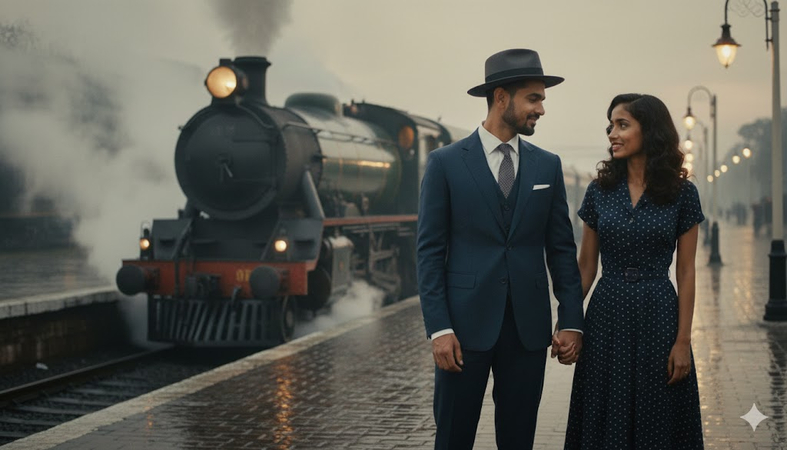 vintage train platform moment