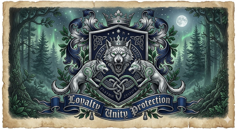 wolf family crest prompt