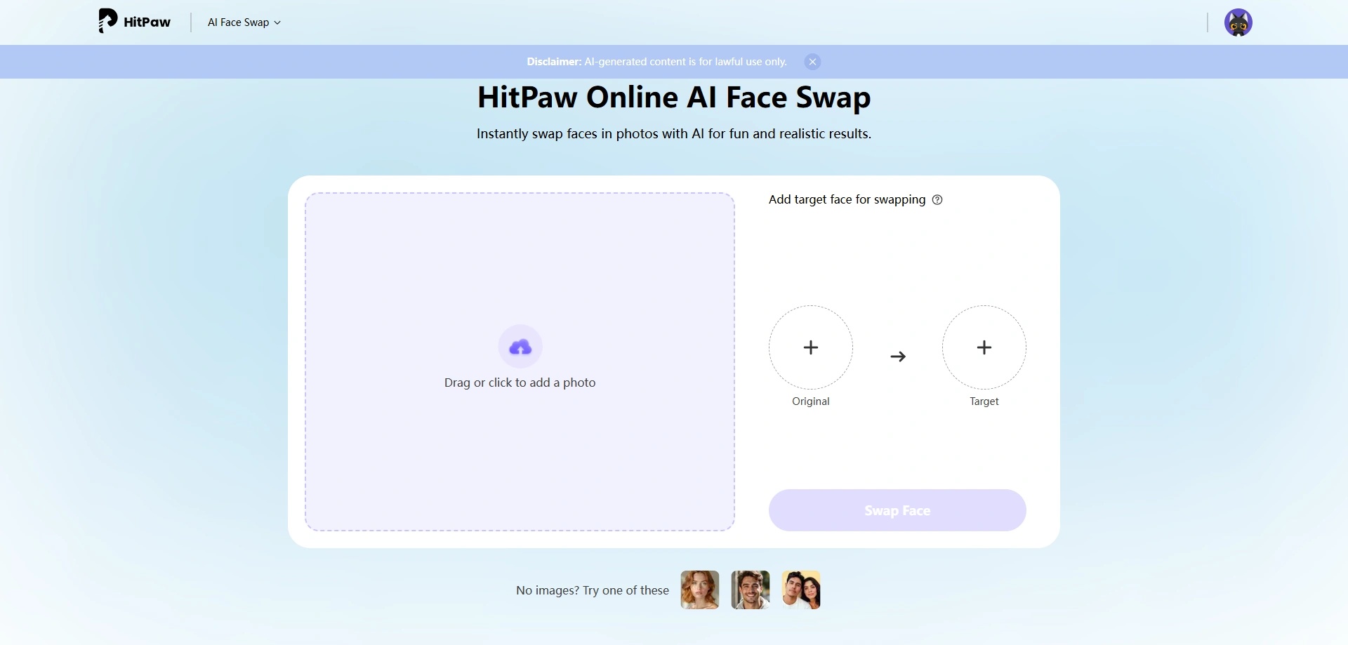 hitpaw online ai face swap