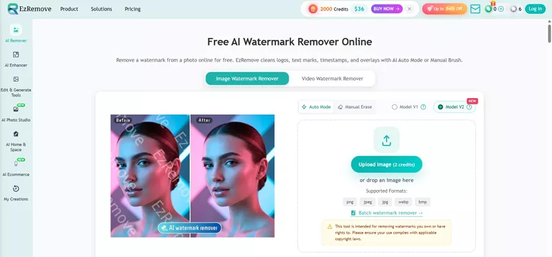 removedor de marca d'água de fotos ezremove