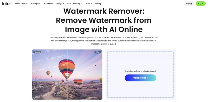removedor de marca d'água de fotos fotor