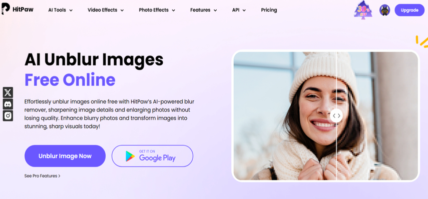 HitPaw AI Unblur online blurry photo app