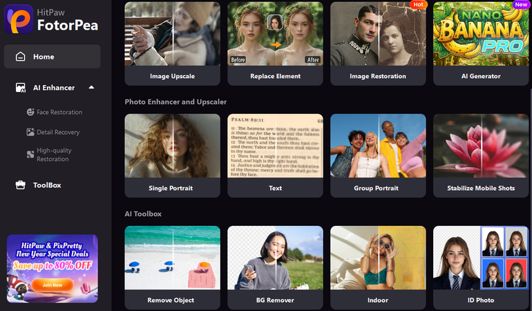HitPaw FotorPea blurry photo app for PC