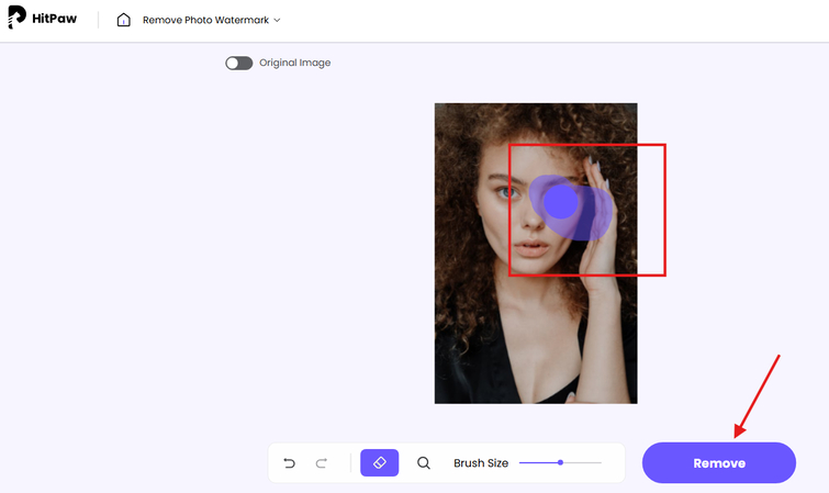 Removing watermark in the photo using HitPaw Online Watermark Remover