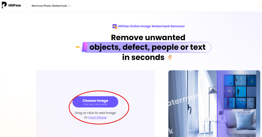 Uploading image to remove watermark