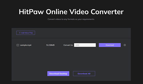 Step 3 to HitPaw Online Convert AAC to MP4