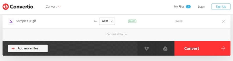 Convertio GIF to WEBP Conversion